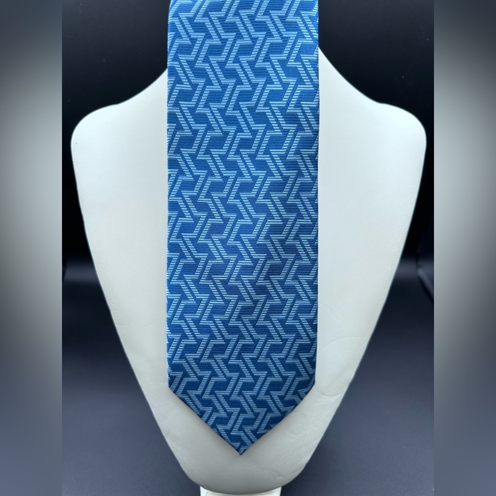 M.C. Escher Officially Licensed 100% Silk Tie – Blue Geometric Tessellation, EUC